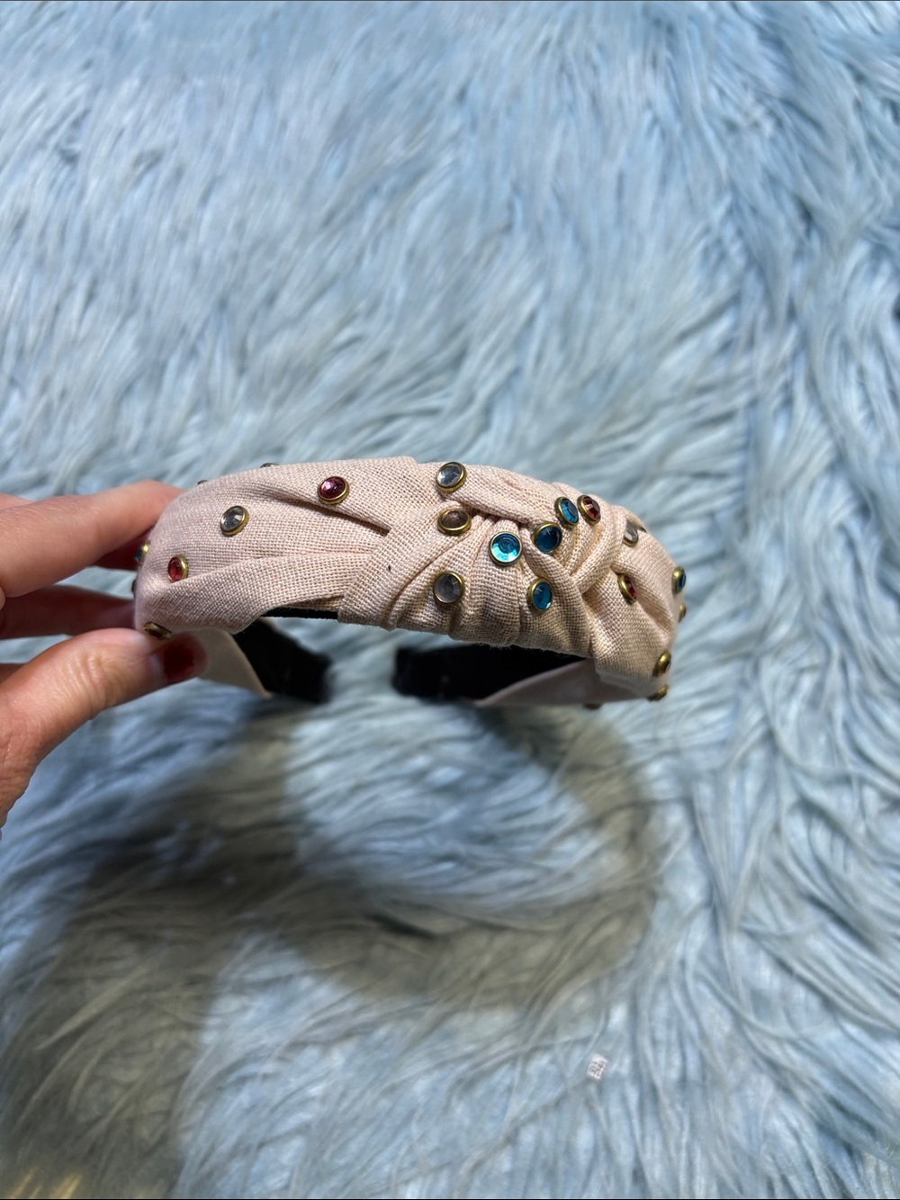 Embellished beige Knotted Headband